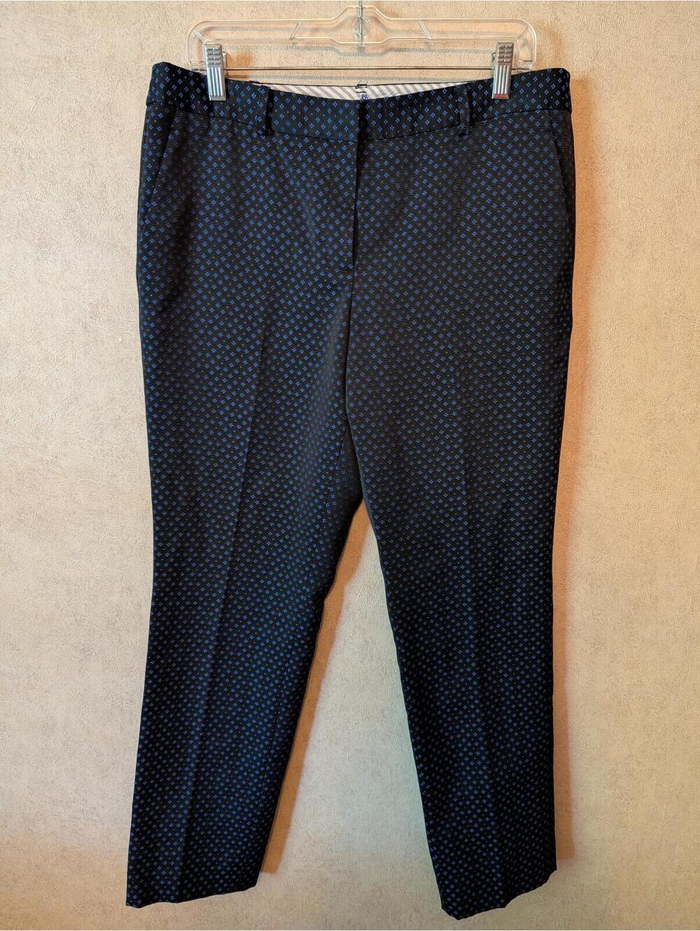 BROOKS BROTHERS black blue jacquard pattern trousers sz 10